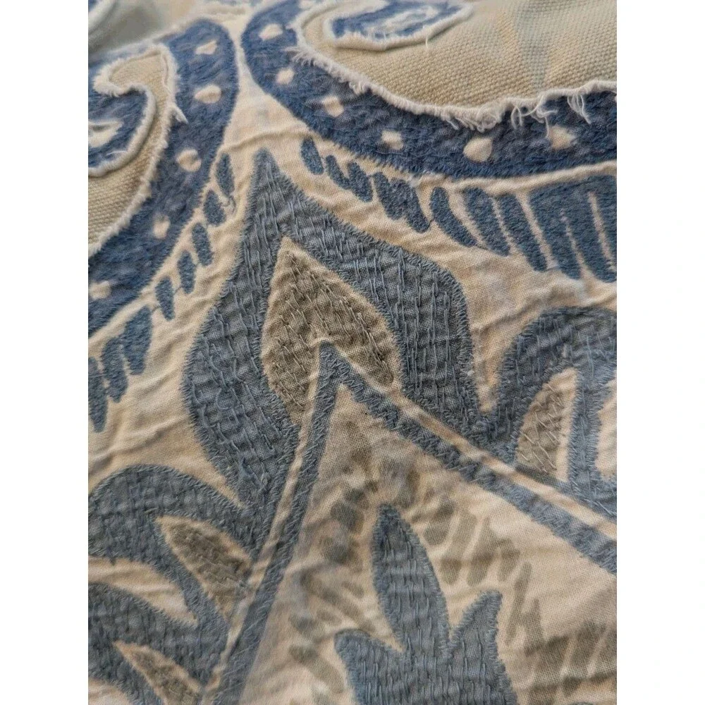 2 Pottery Barn Blue Beige Paisley Shams 24